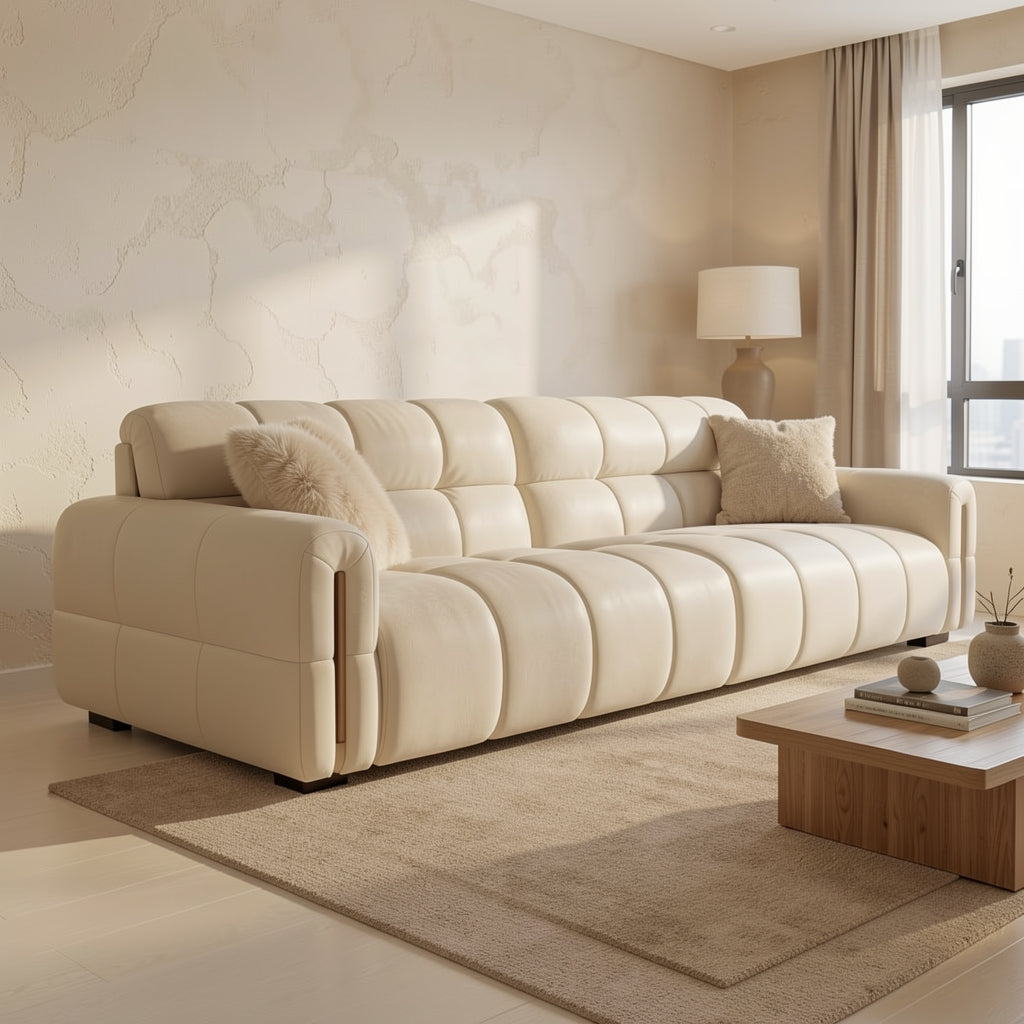 Modern White Sofa (DYZ1050) in tonal taupe cocoon