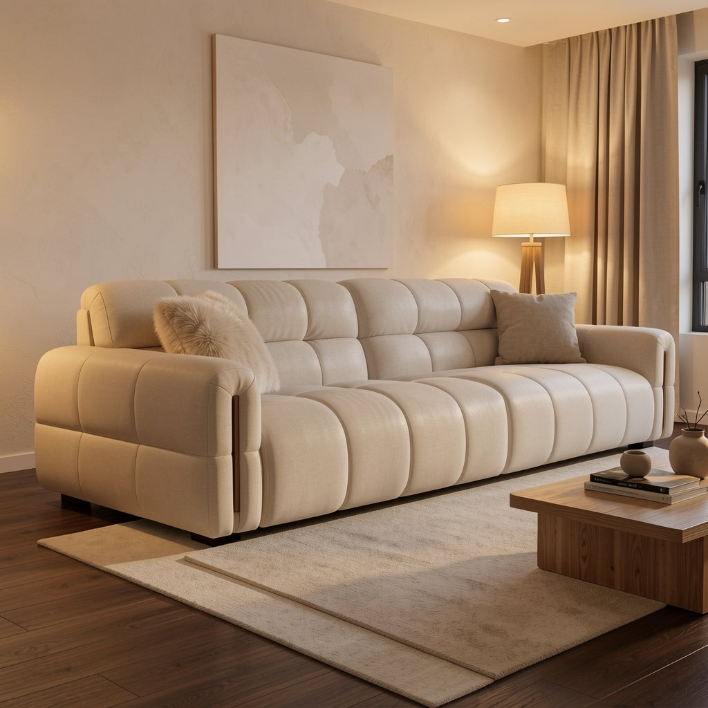 Modern White Sofa (DYZ1050) in warm evening walnut
