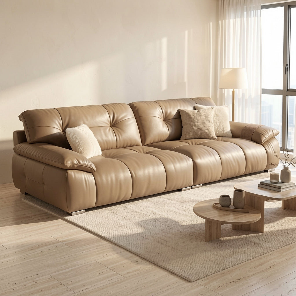 Brown Tufted Sofa (DYSJ06) in home staged