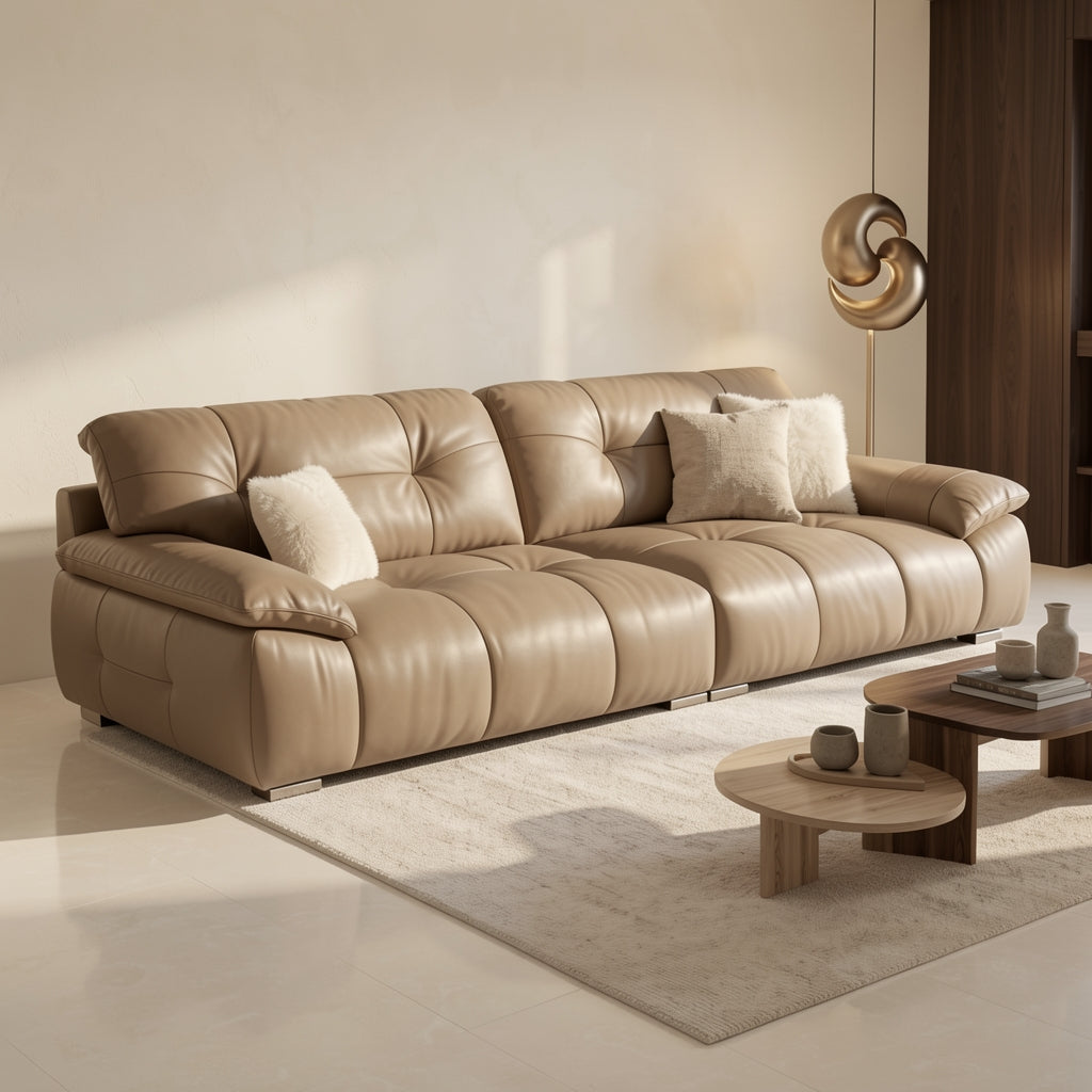 Brown Tufted Sofa (DYSJ06) in marble bronze