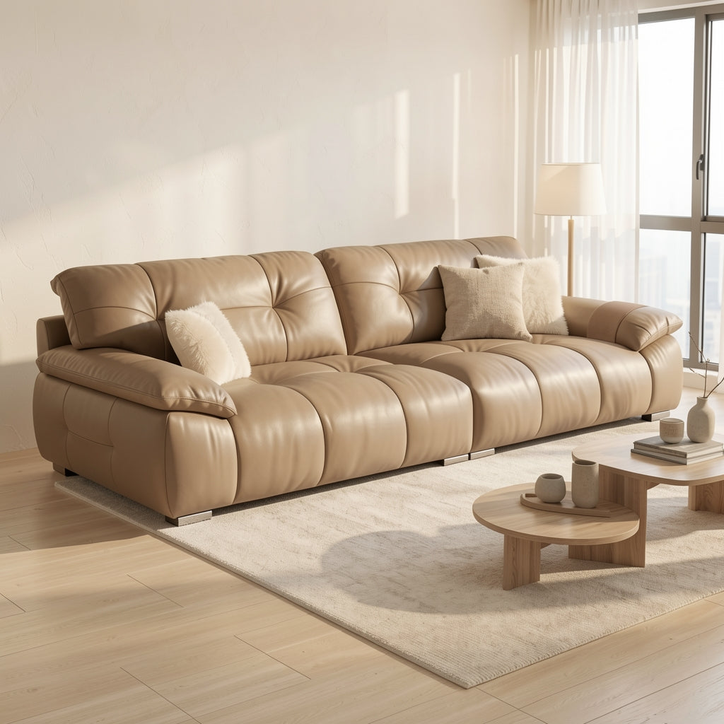 Brown Tufted Sofa (DYSJ06) in soft oak daylight
