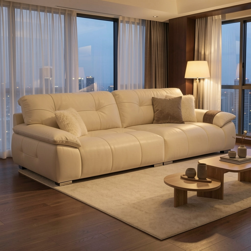 Brown Tufted Sofa (DYSJ06) in urban dusk