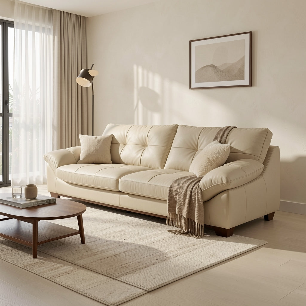 Cream Tufted Sofa (DYSJ08) in home staged