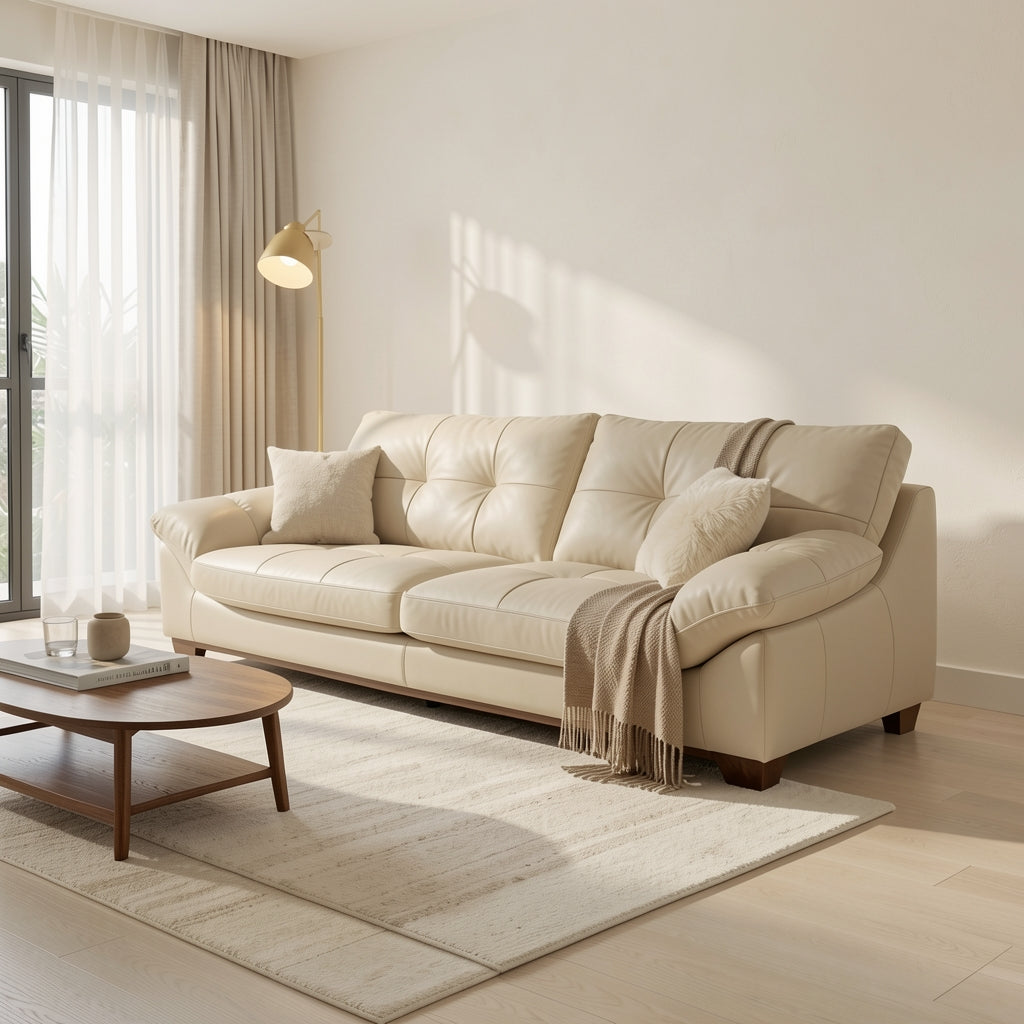 Cream Tufted Sofa (DYSJ08) in soft oak daylight