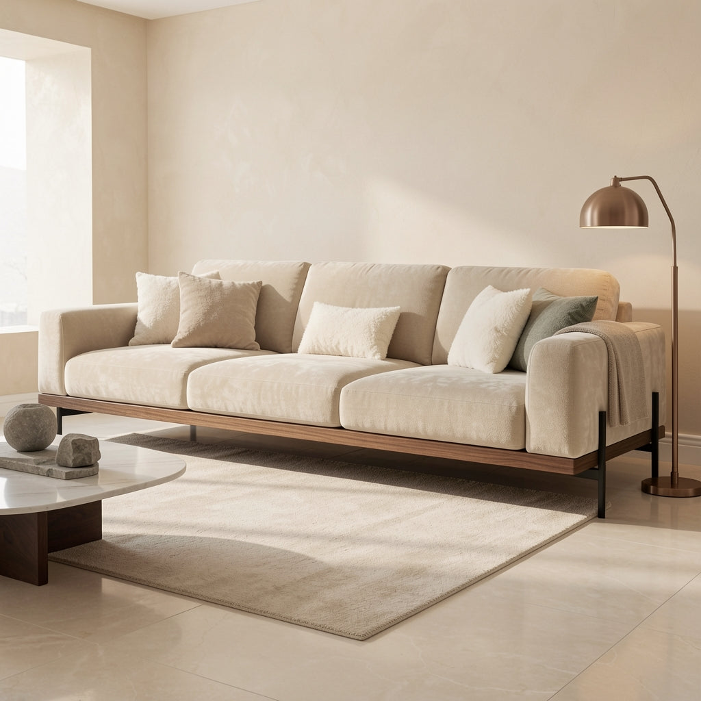Cream Modern Sofa (DY雪尼尔沙发) in marble bronze