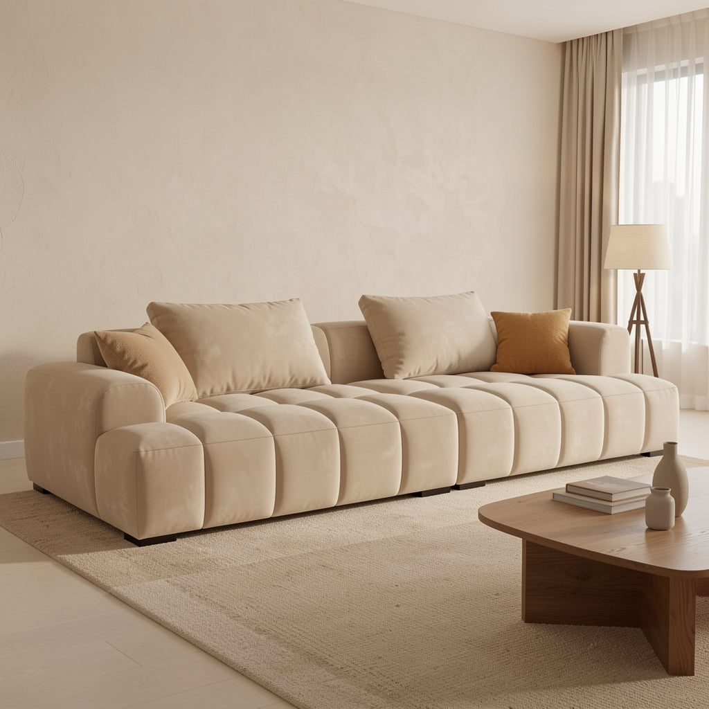 Modern L-shaped Sofa (DYLX647) in tonal taupe cocoon