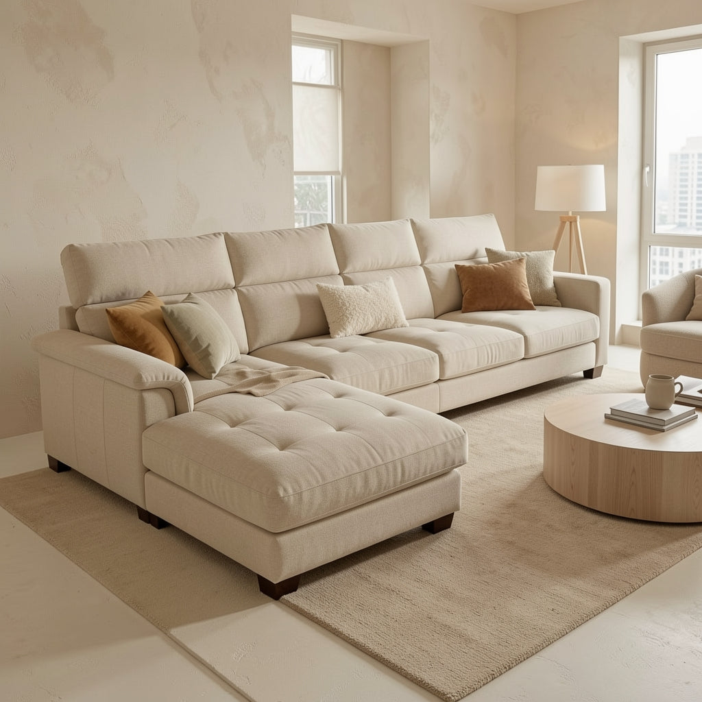 Modern Chaise Sofa (DYJUMJ60304) in tonal taupe cocoon