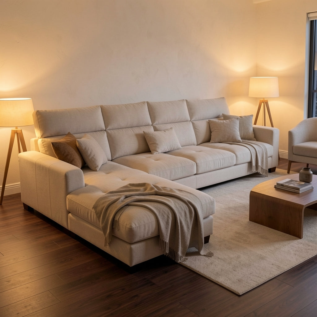 Modern Chaise Sofa (DYJUMJ60304) in warm evening walnut