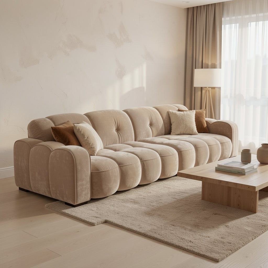 White Sectional Sofa (DYZN858) in tonal taupe cocoon