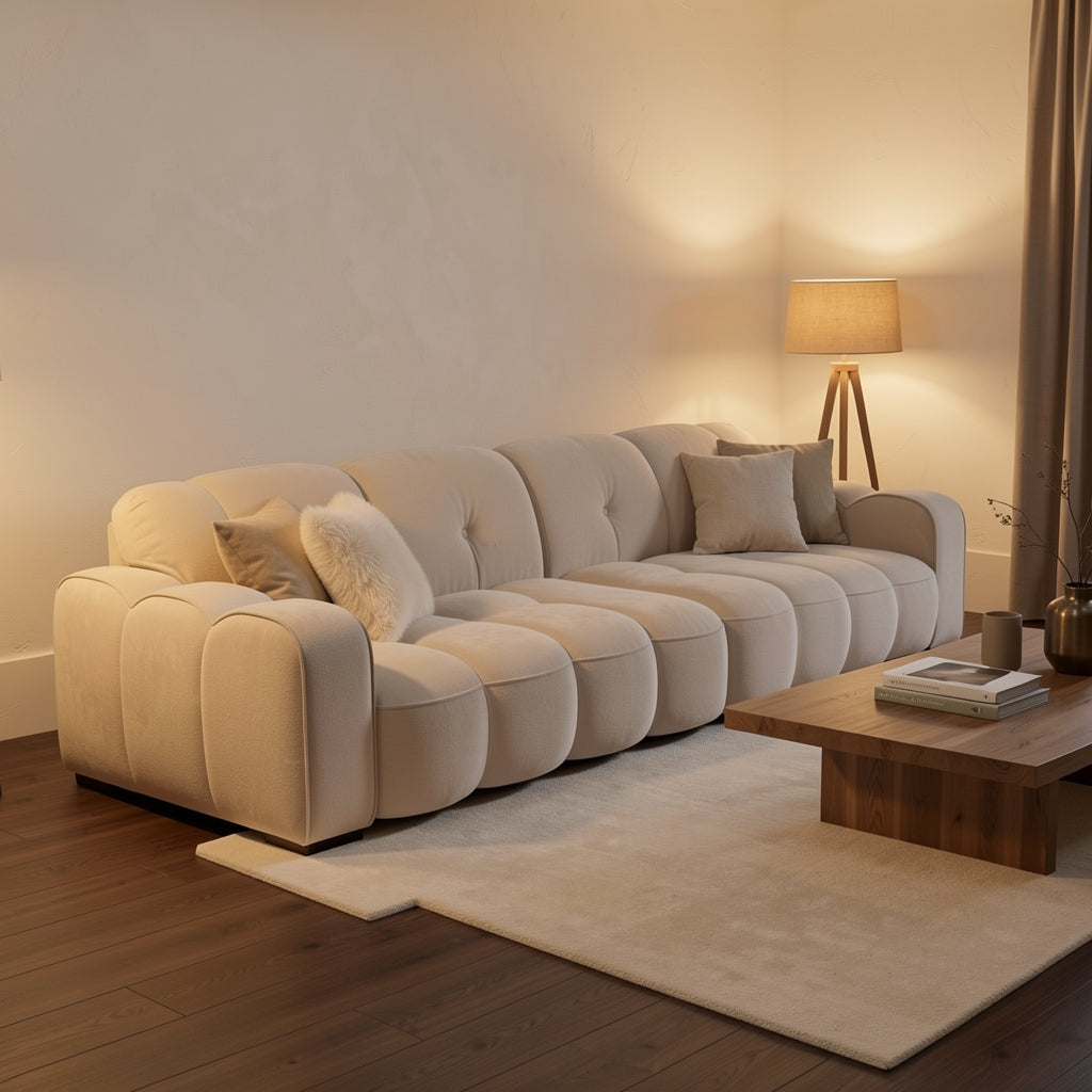 White Sectional Sofa (DYZN858) in warm evening walnut