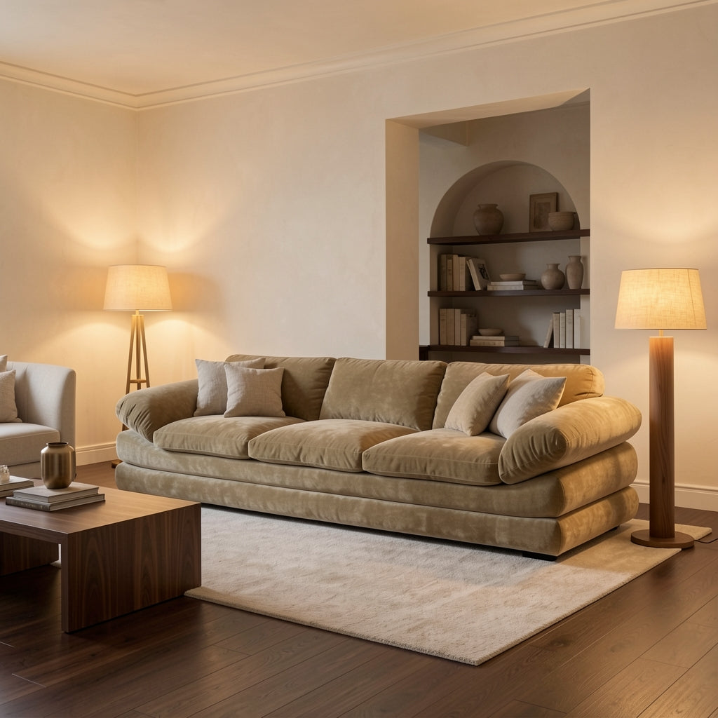 Tan Sofa (GD太阳沙发) in warm evening walnut