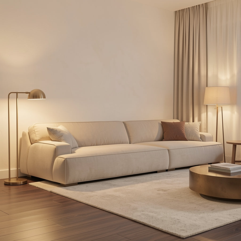 Light Gray Sofa (DYXL98) in warm evening walnut