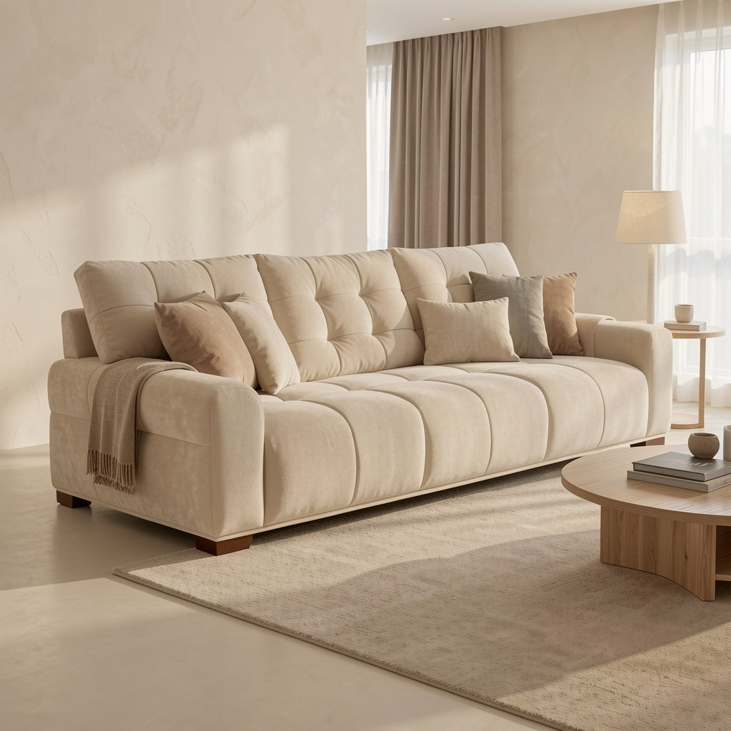Light-Colored Sofa (DYXMQ9752) in tonal taupe cocoon