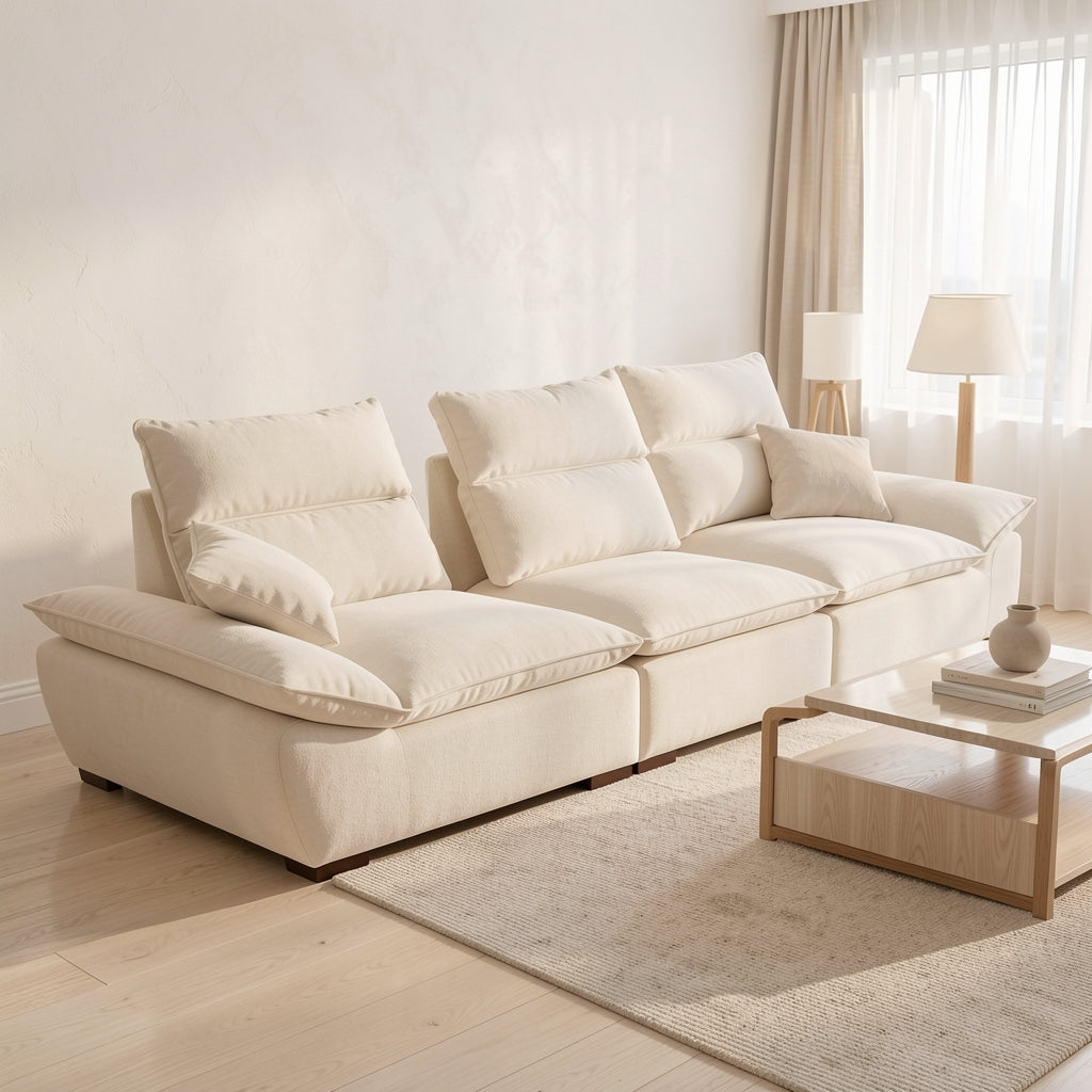 Modern Beige Sofa (DYZN8118) in soft oak daylight