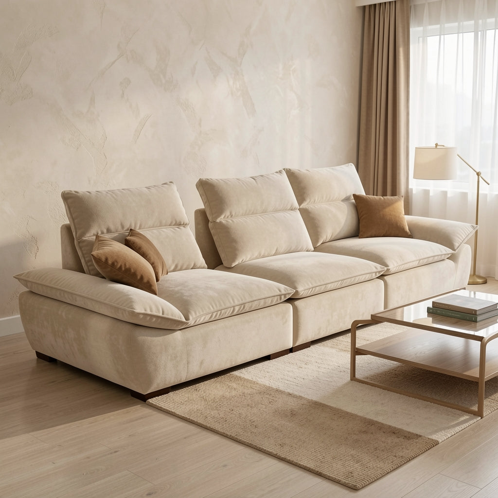 Modern Beige Sofa (DYZN8118) in tonal taupe cocoon