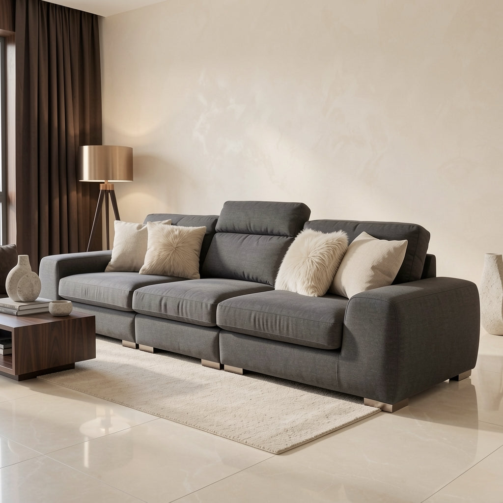 Black Tufted Sofa (DYDM018) in marble bronze