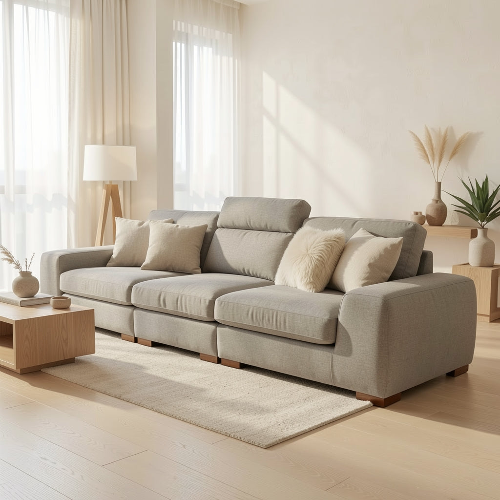 Black Tufted Sofa (DYDM018) in soft oak daylight