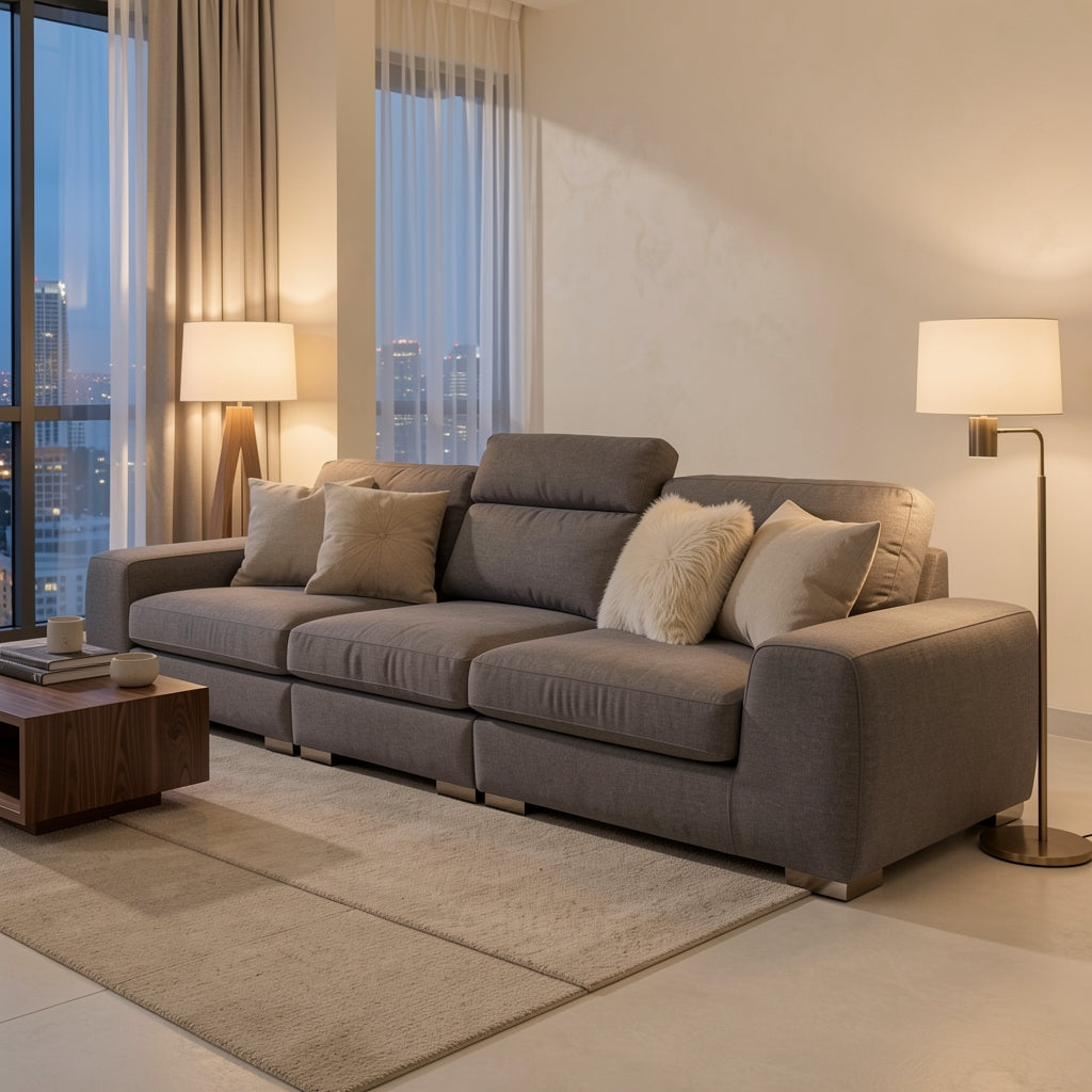 Black Tufted Sofa (DYDM018) in urban dusk