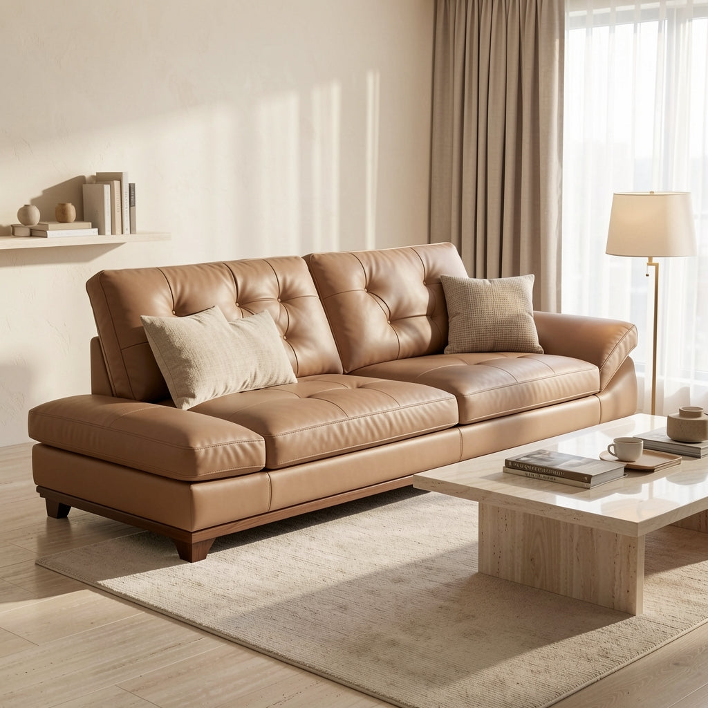 Tufted Brown Sofa (DYLX975) in home staged
