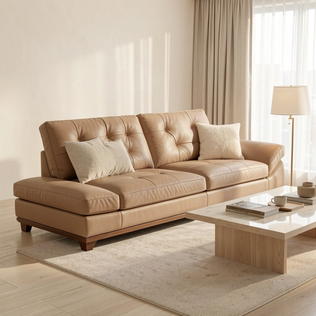Tufted Brown Sofa (DYLX975) in soft oak daylight