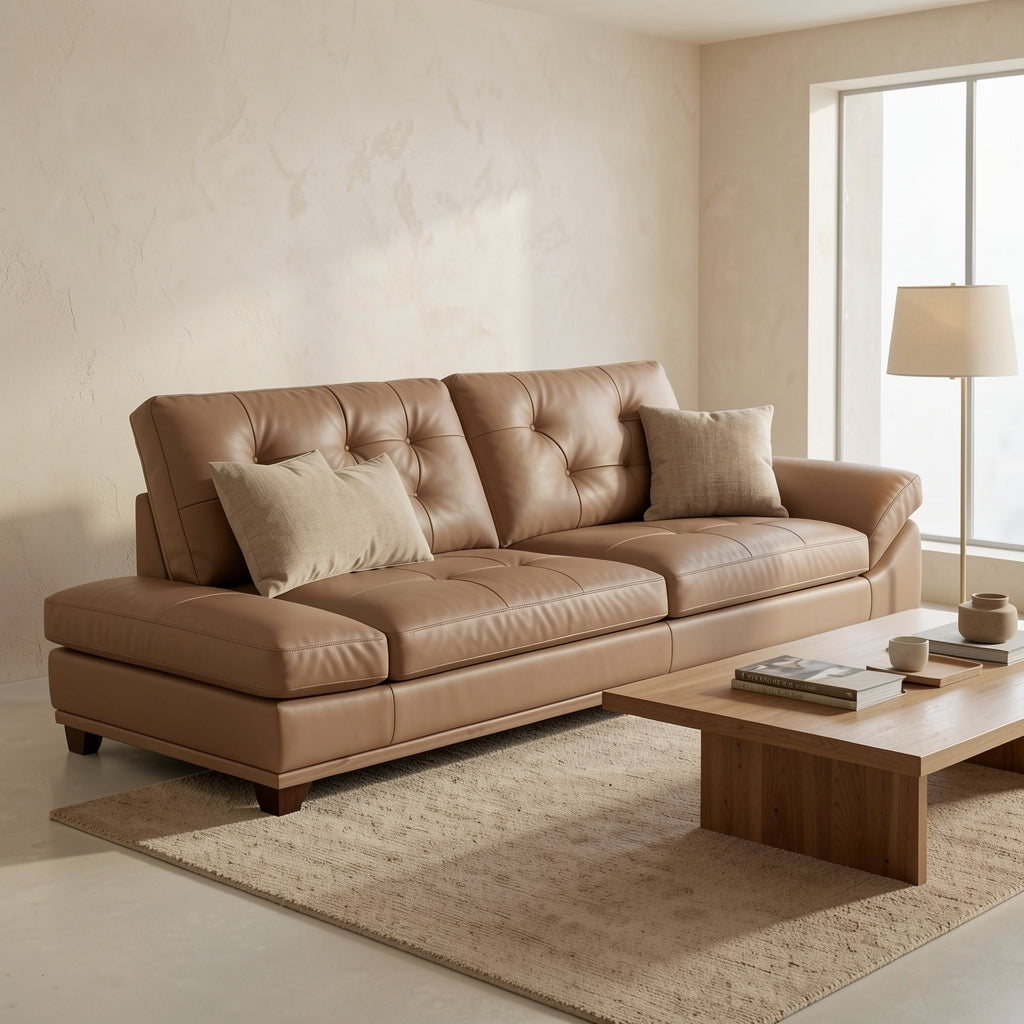 Tufted Brown Sofa (DYLX975) in tonal taupe cocoon