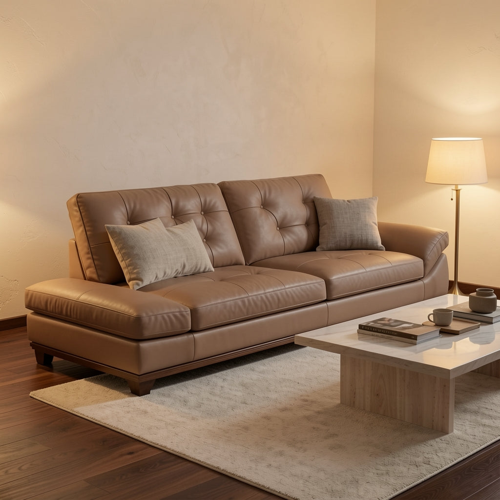 Tufted Brown Sofa (DYLX975) in warm evening walnut