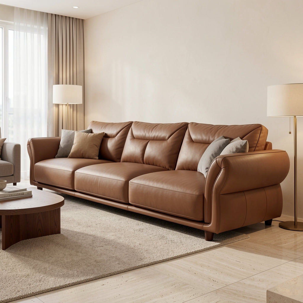 Low Back Brown Sofa (DYMJ9691) in home staged