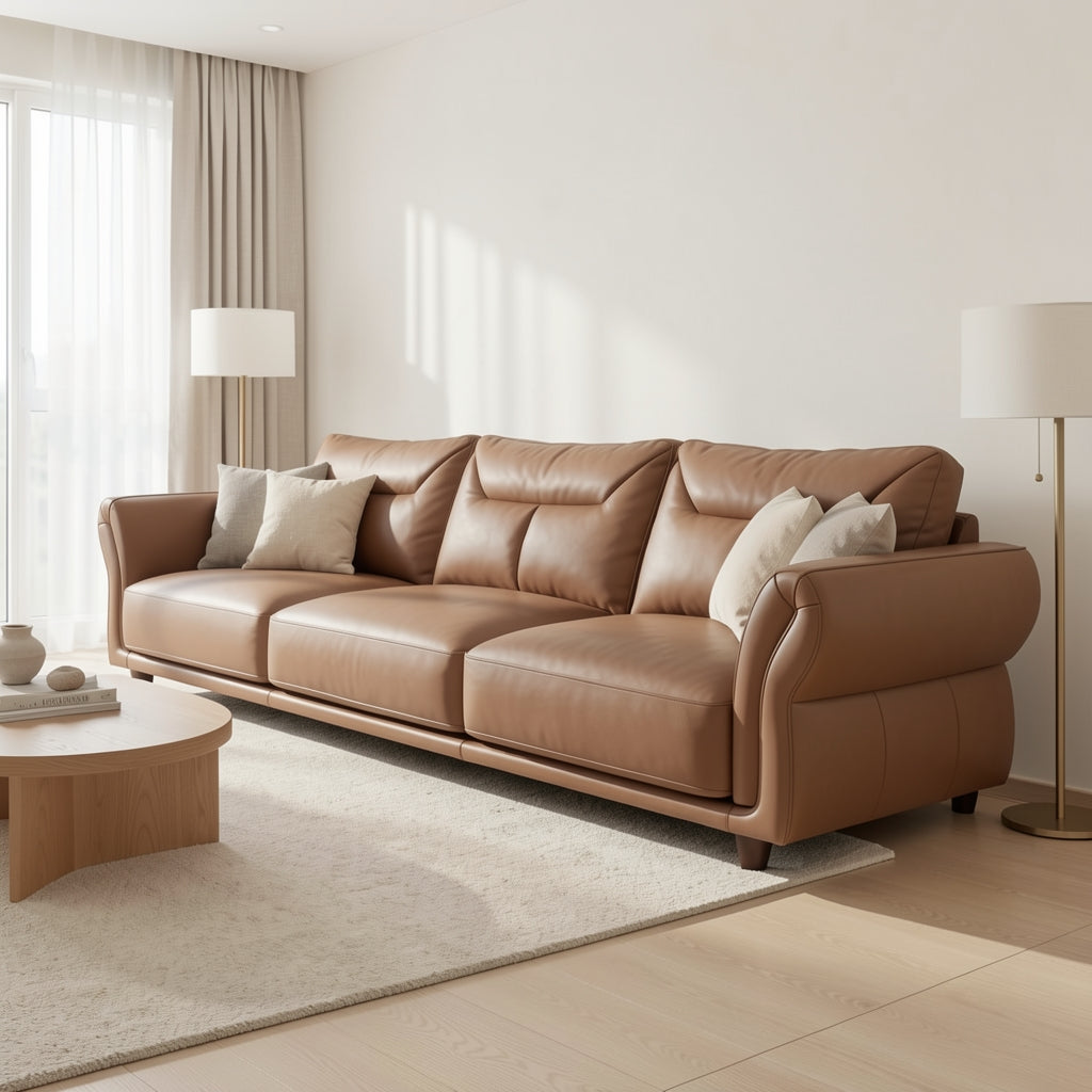 Low Back Brown Sofa (DYMJ9691) in soft oak daylight