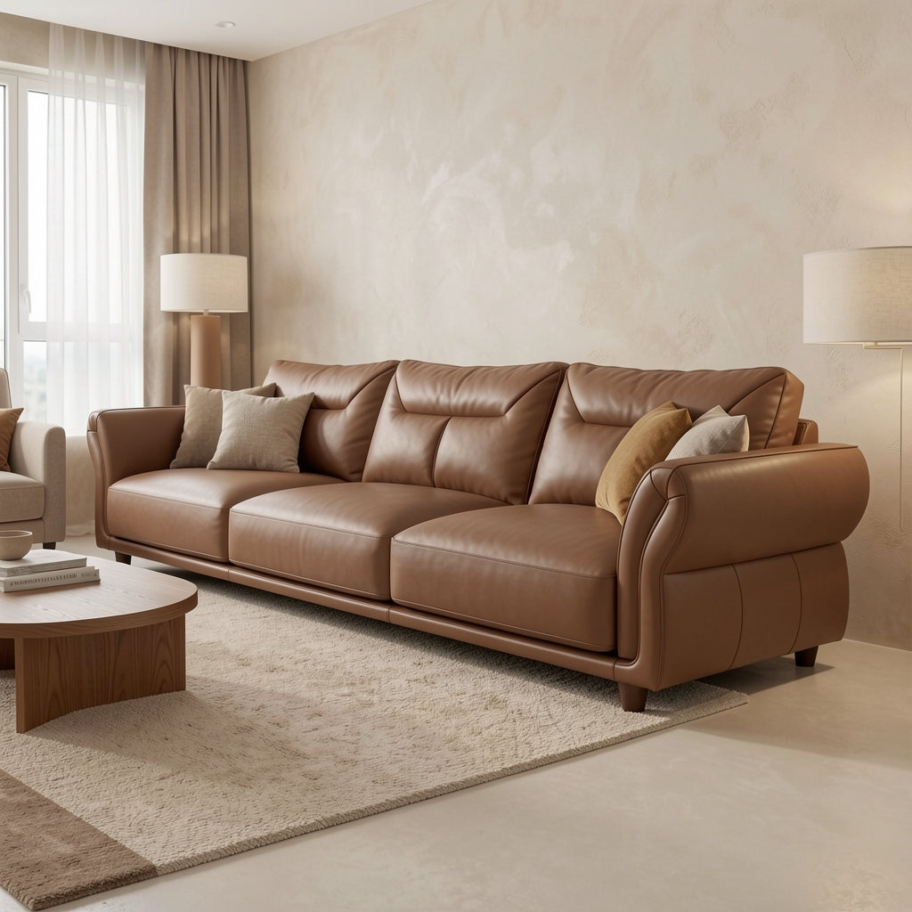 Low Back Brown Sofa (DYMJ9691) in tonal taupe cocoon