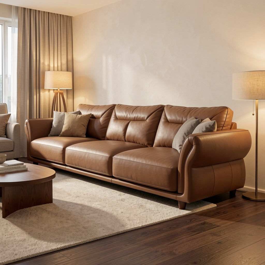 Low Back Brown Sofa (DYMJ9691) in warm evening walnut
