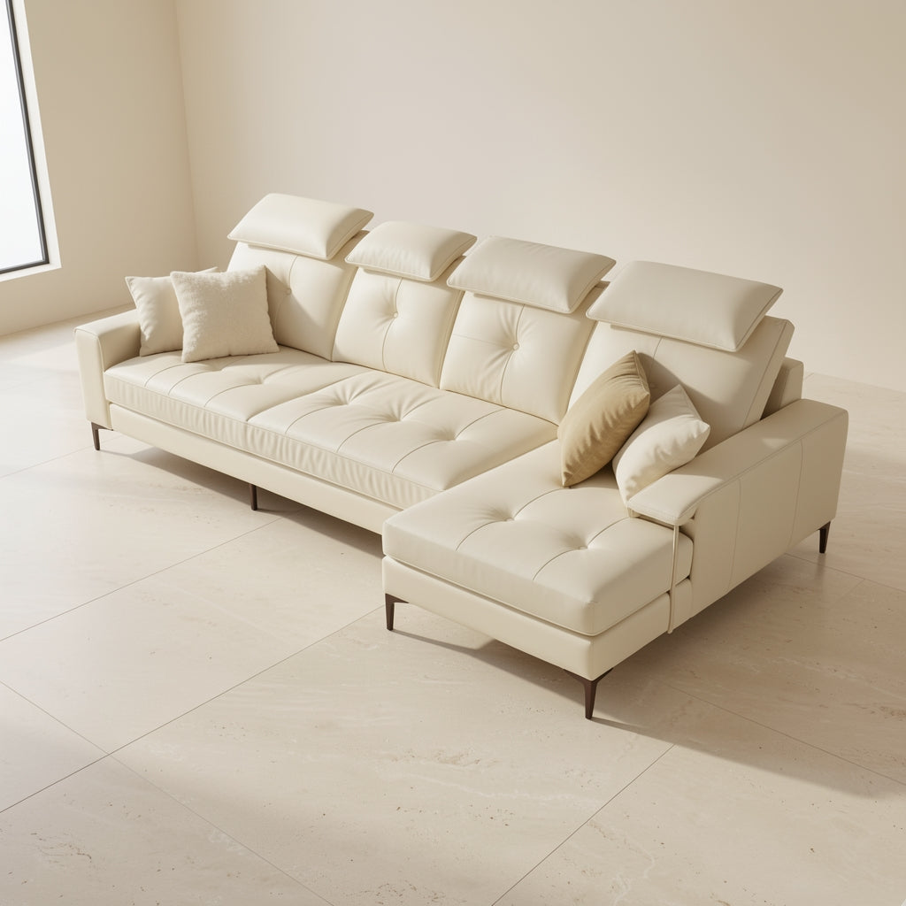 White Modern L-shaped Sofa (DYZN216) in elevated