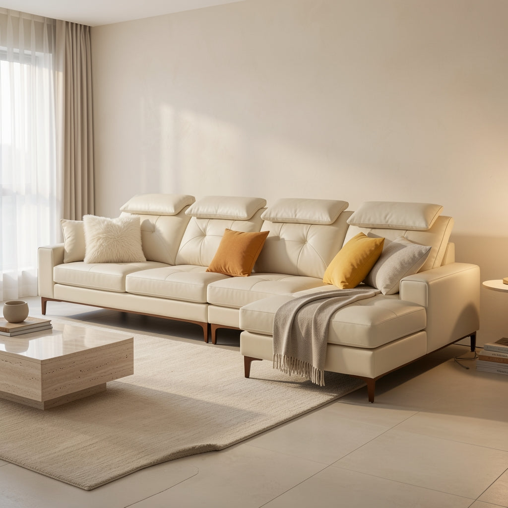 White Modern L-shaped Sofa (DYZN216) in home staged