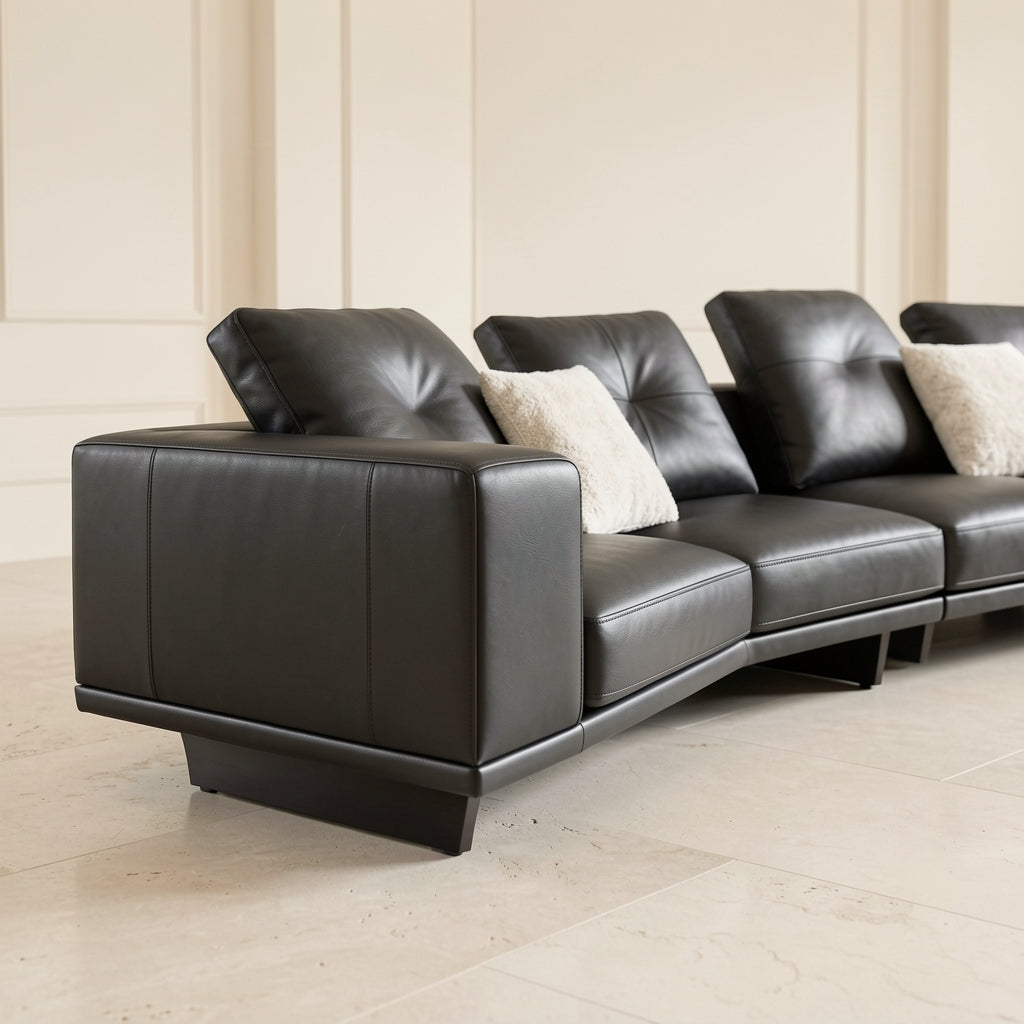 Black Chaise Lounge Sofa (GD28) in low