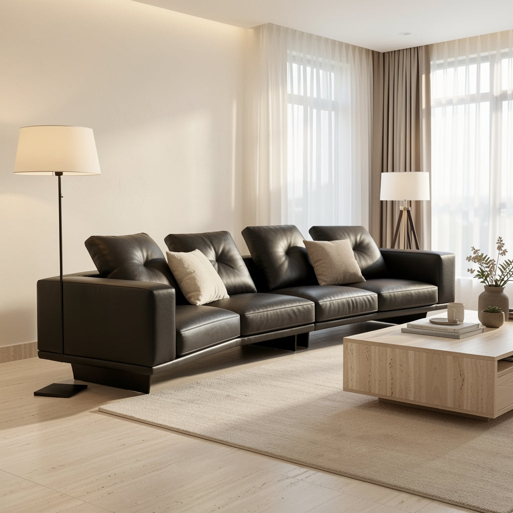 Black Chaise Lounge Sofa (GD28) in home staged