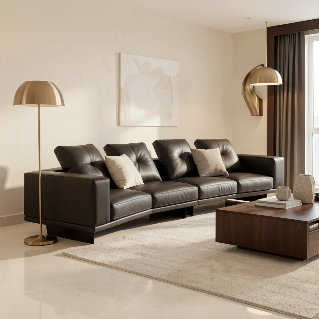 Black Chaise Lounge Sofa (GD28) in marble bronze