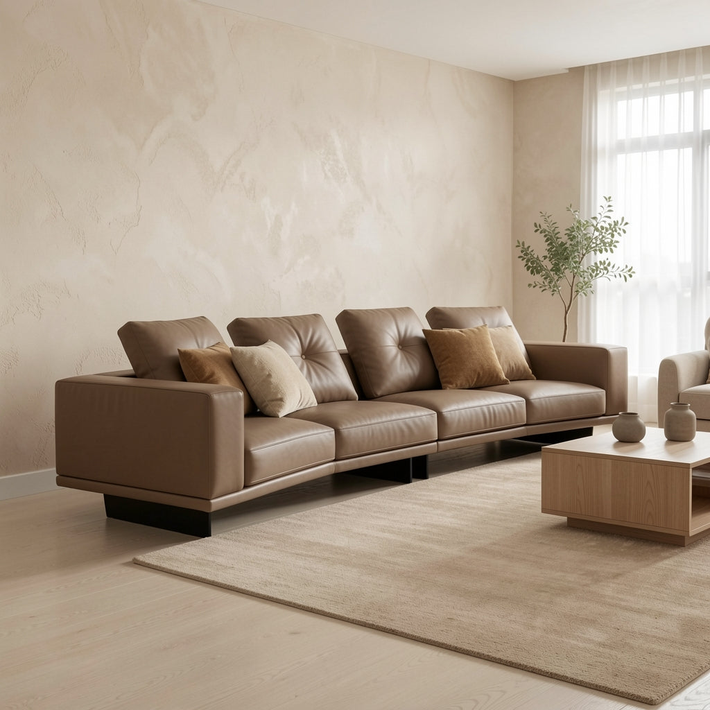 Black Chaise Lounge Sofa (GD28) in tonal taupe cocoon