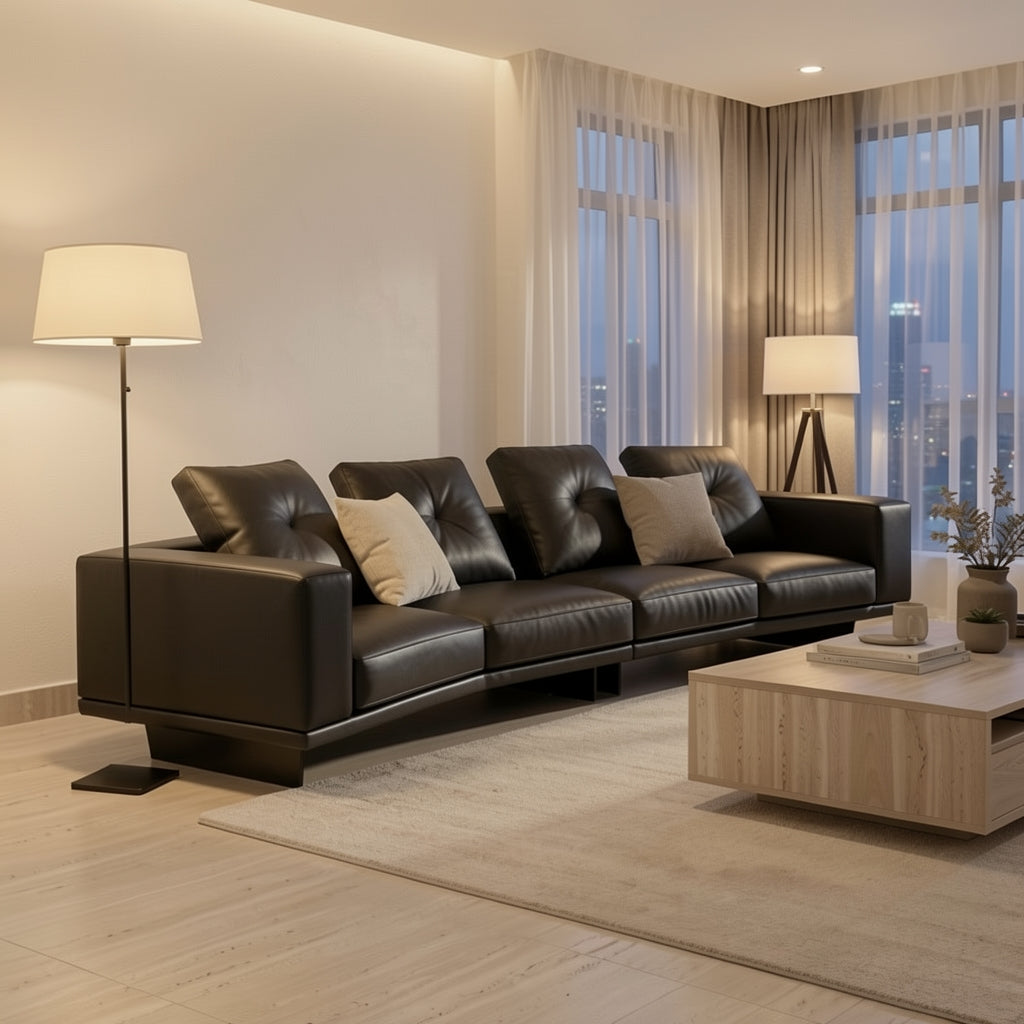 Black Chaise Lounge Sofa (GD28) in urban dusk