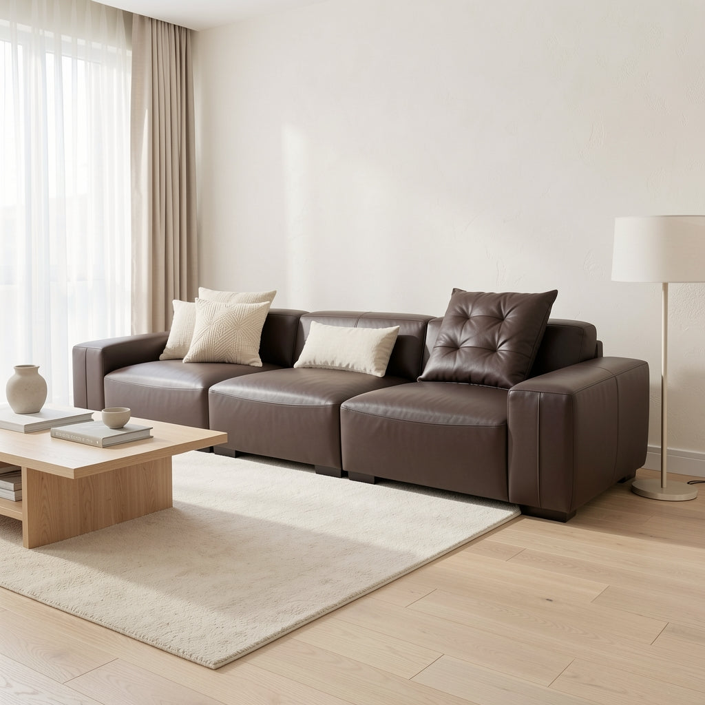 Dark Brown Sectional Sofa (GD29) in soft oak daylight
