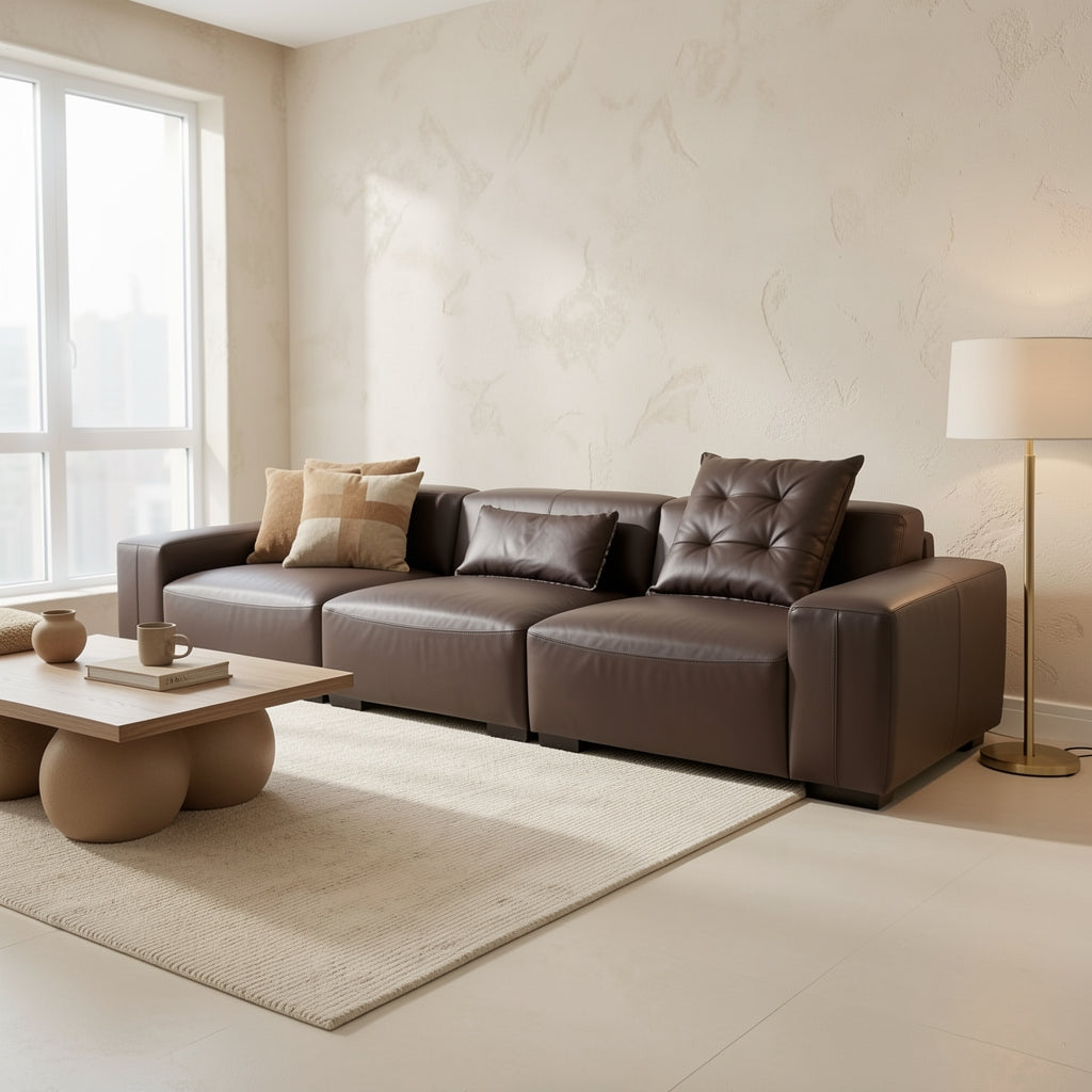 Dark Brown Sectional Sofa (GD29) in tonal taupe cocoon