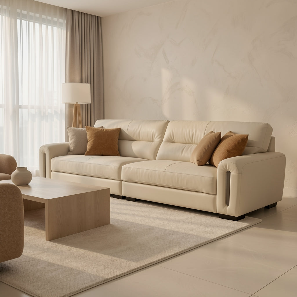 Brown Rectangular Sofa (GD35) in tonal taupe cocoon