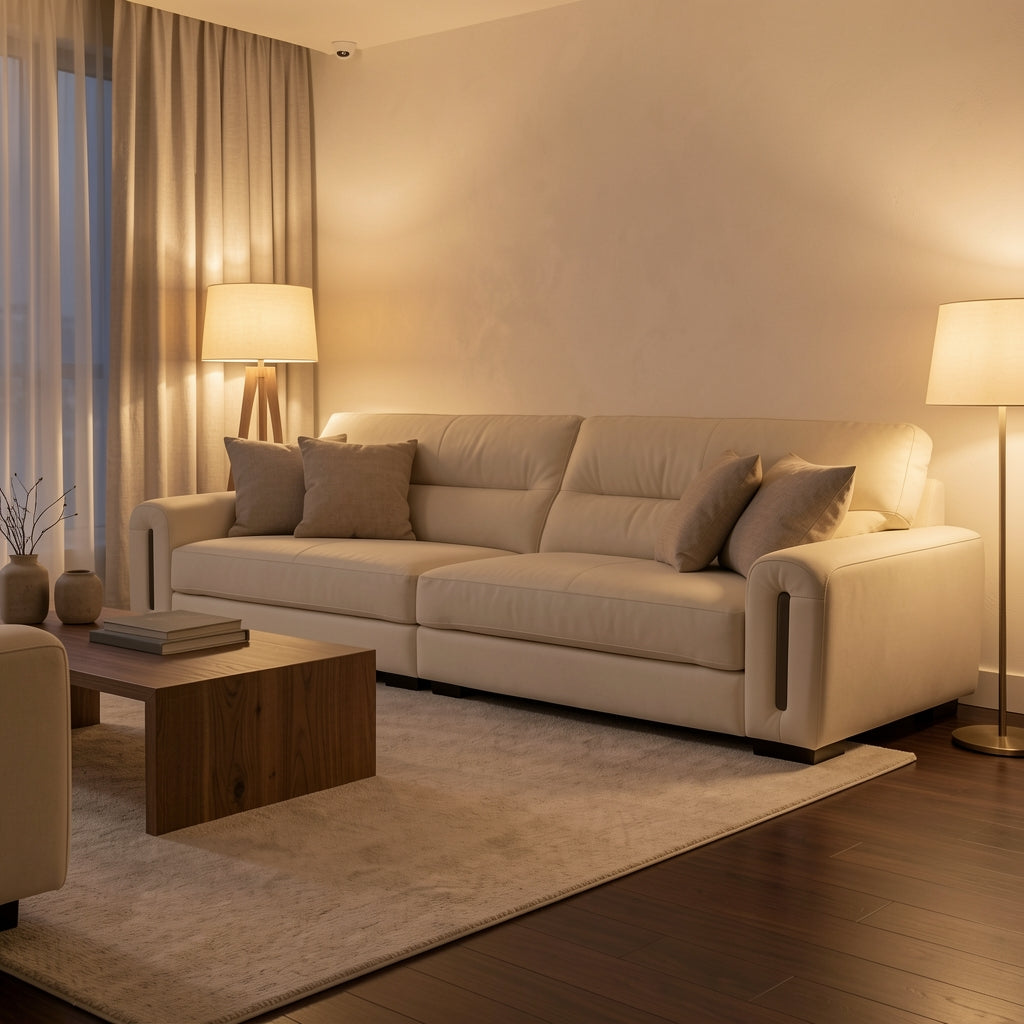 Brown Rectangular Sofa (GD35) in warm evening walnut