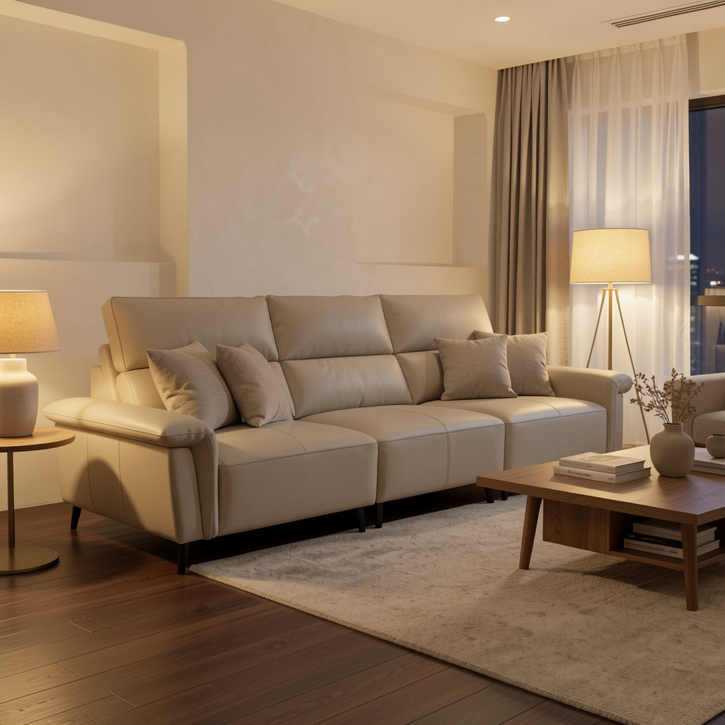 Light Gray Sofa (GD46) in warm evening walnut