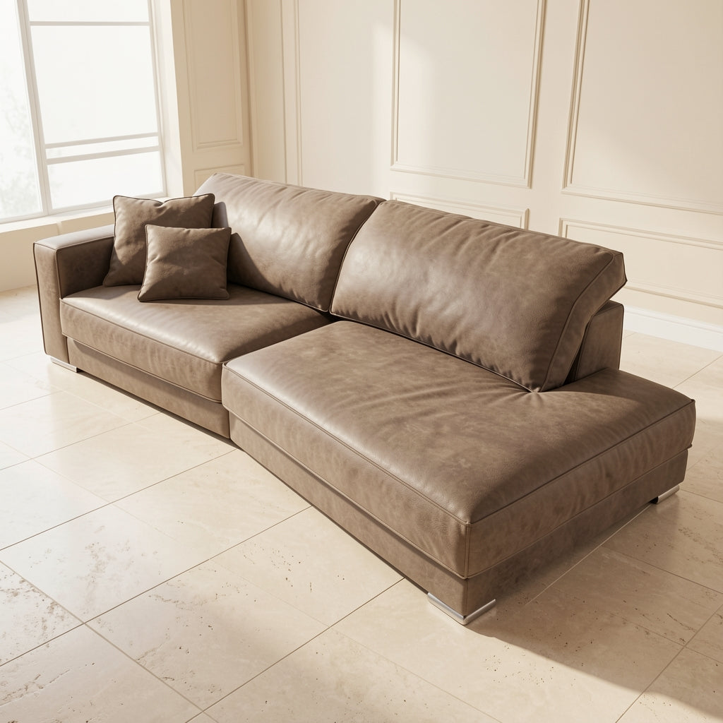 Dark Grey L-Shaped Sofa (GD64) in elevated