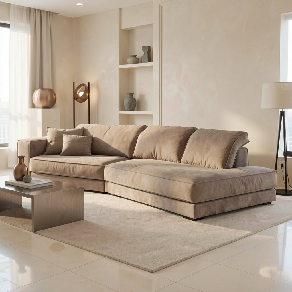 Dark Grey L-Shaped Sofa (GD64) in marble bronze