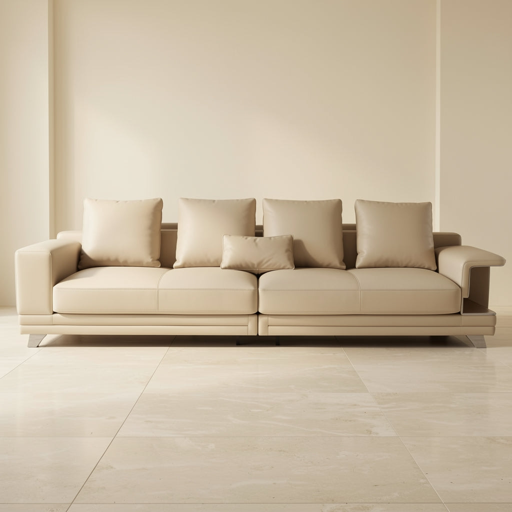 Light-Colored Low-Back Sofa (GD65) in front
