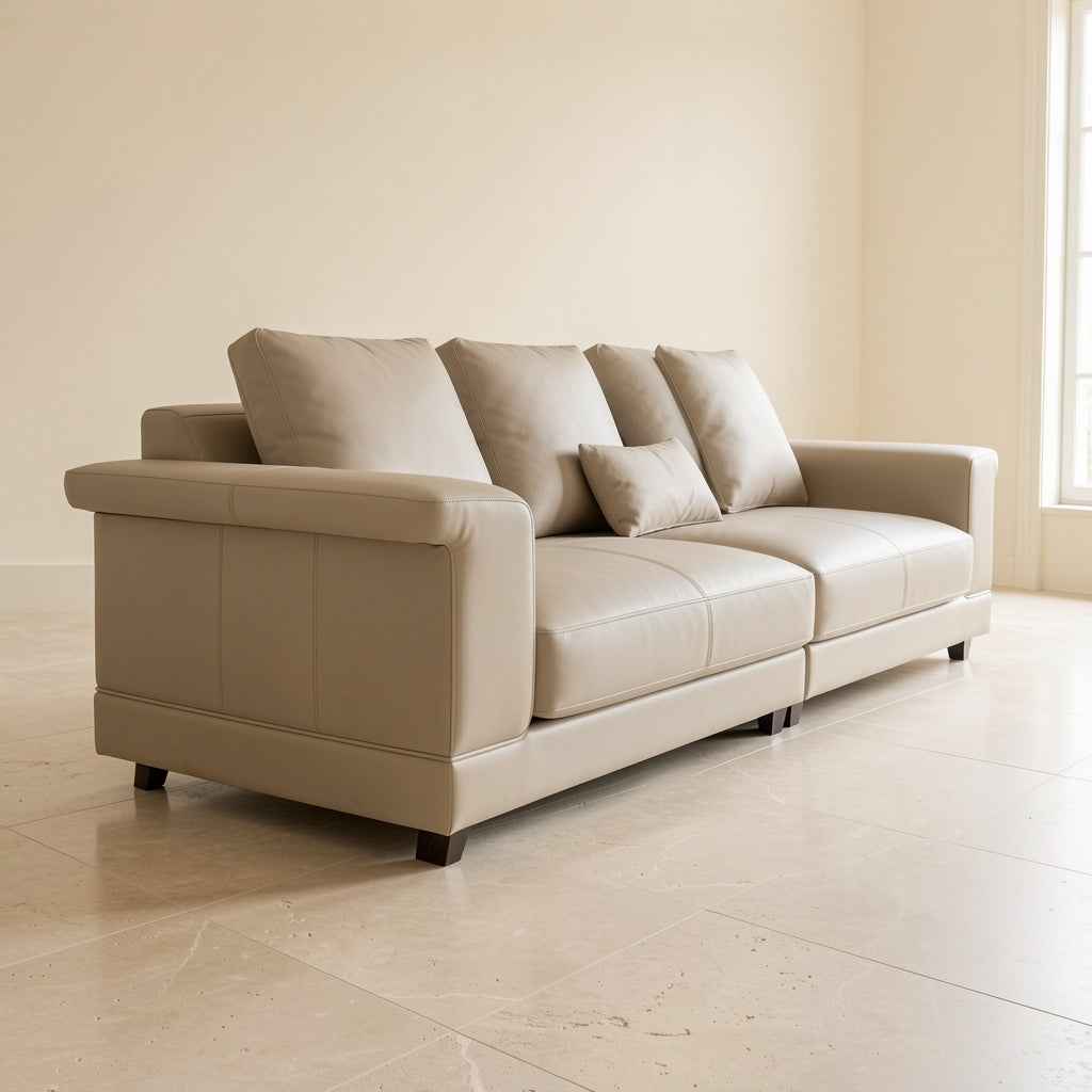 Light-Colored Low-Back Sofa (GD65) in left