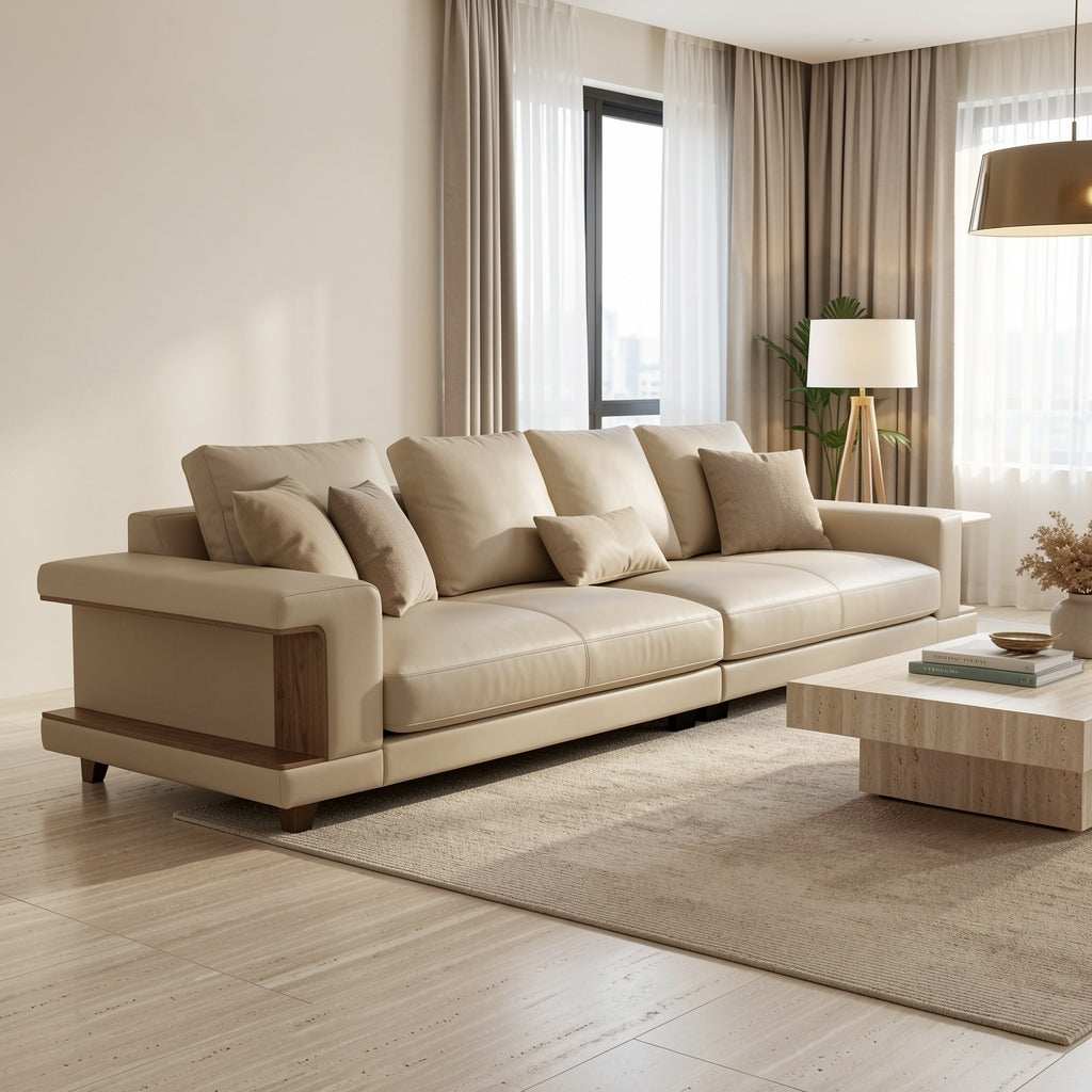Light-Colored Low-Back Sofa (GD65) in home staged