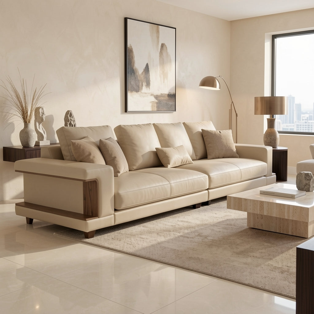 Light-Colored Low-Back Sofa (GD65) in marble bronze