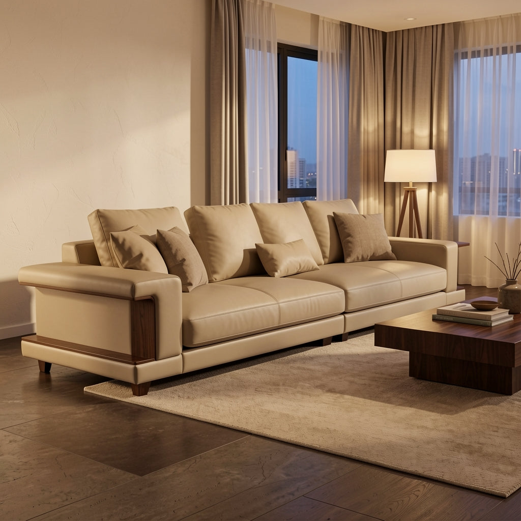 Light-Colored Low-Back Sofa (GD65) in urban dusk