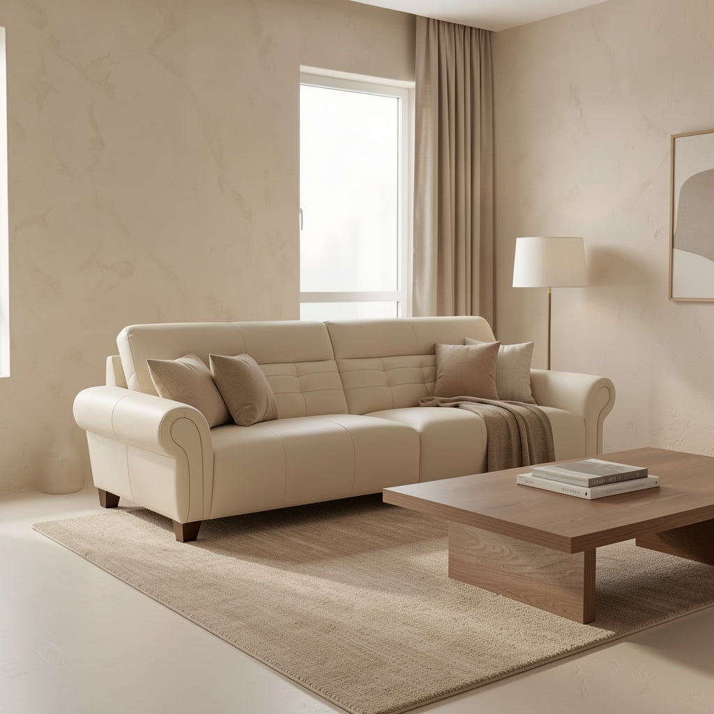 Tufted Sofa (GD71) in tonal taupe cocoon